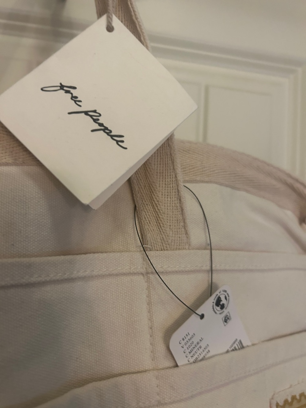 Free People Natural Canvas Tote with Subtle Patch Detail - Picture 2 of 9